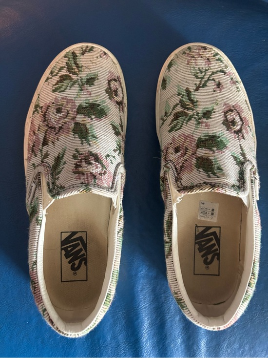 Vans Shoes - Vans Floral Slip-On Sneakers in Cream, Pink and Green